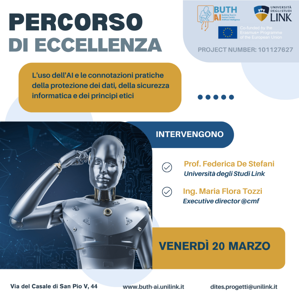 Quinto incontro Percorso d’eccellenza “L’uso dell’Al e le connotazioni pratiche della protezione dei dati, della sicurezza informatica e dei principi etici”